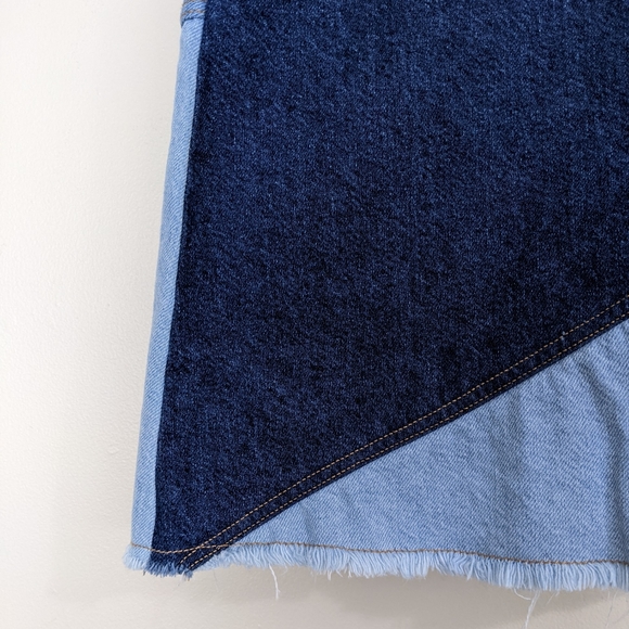 Zara Denim Patchwork Mini Skirt | Blue Jean Skirt - Picture 4 of 10